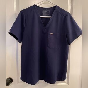 Figs Catarina One Pocket Scrub Top Navy Large